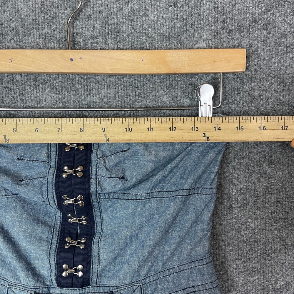 Y2K Juicy Couture Chambray Denim Strapless Dress With Shorts Size‎ 4 - Picture 5 of 9